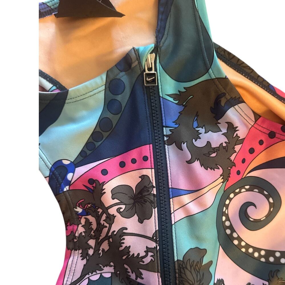 Nike Multicolor Floral-Print Sports Swimsuit - Pink, Navy, Teal - Picture 4 of 7